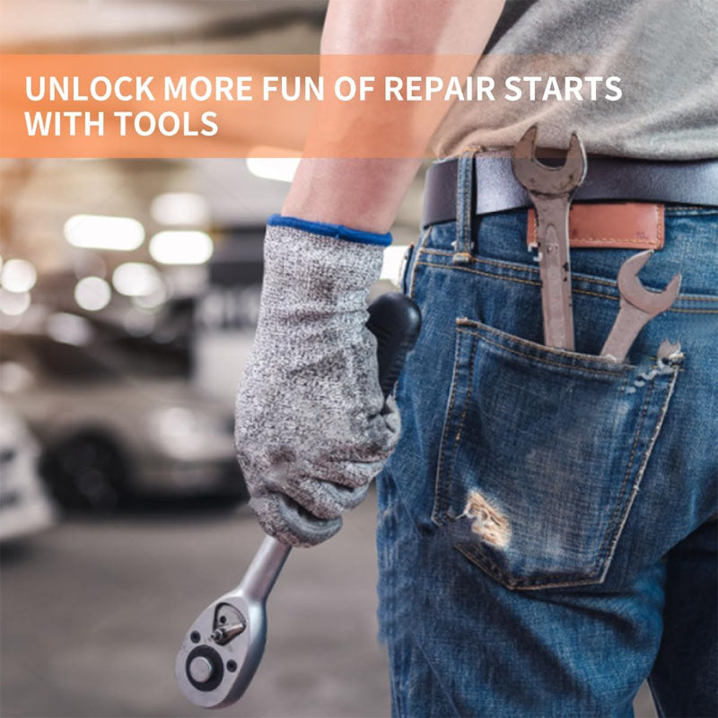 BowLift | 121 pcs 1/4" 3/8" 1/2" Socket & Socket Wrench Sets Mechanic Tool Set with 72 Ratchet Wrench for Home and Auto Repair