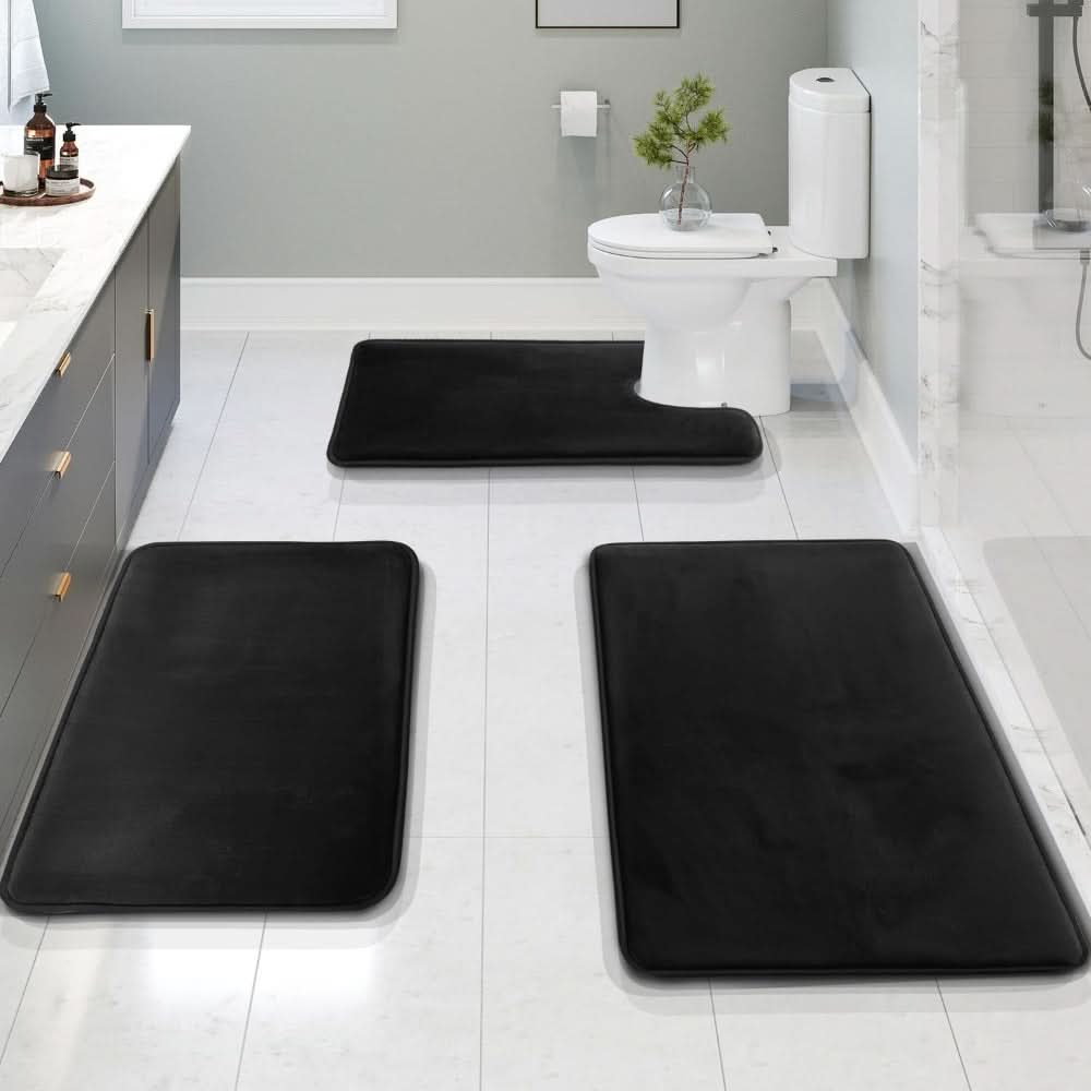 BowLift | 3-piece Memory Foam Bath Mat Set with Non-slip Bottom