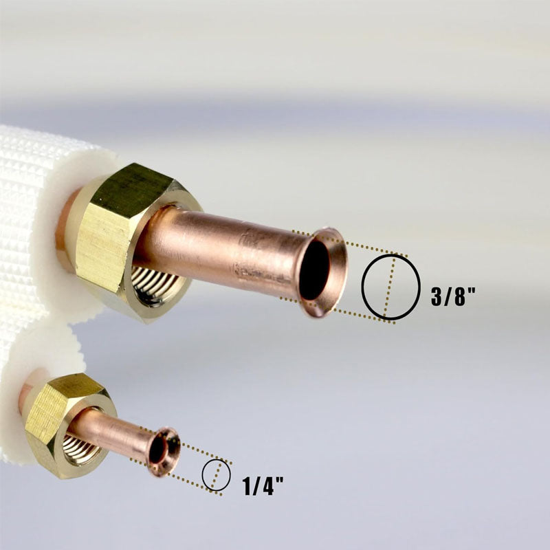 BowLift | 13FT Mini Split Line Set 1/4" & 1/2" O.D or 1/4" & 3/8" O.D Copper Pipes Tubing for Mini Split Air Conditioning or Heating Pump Equipment and HVAC with Flared Nuts