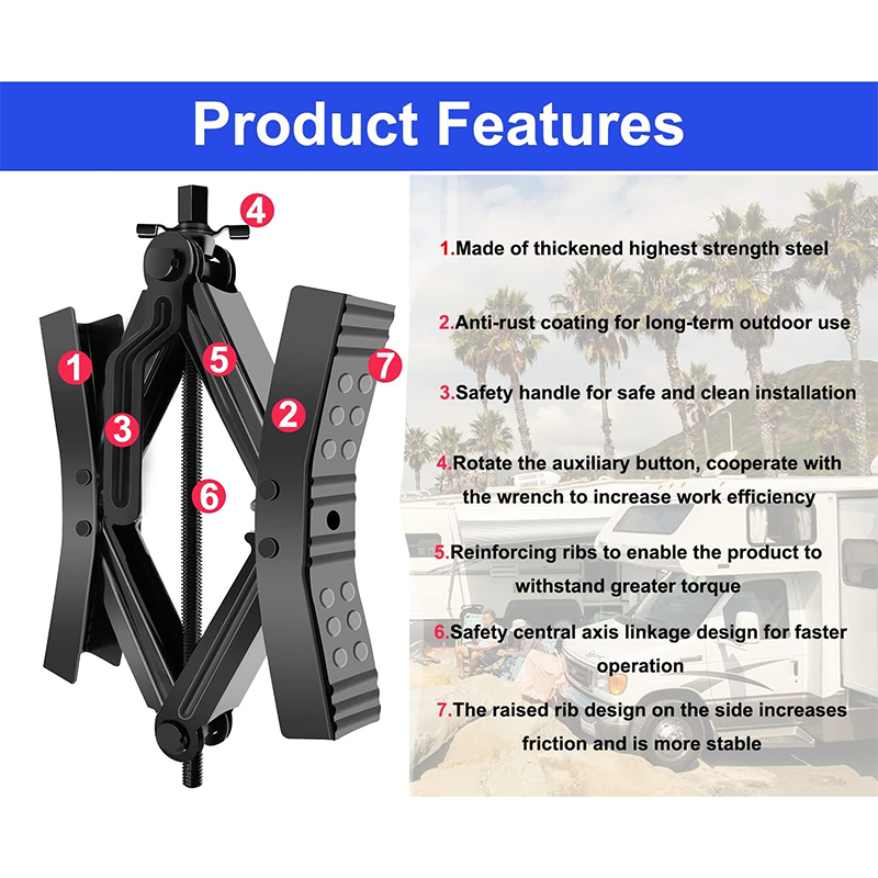 BowLift | Wheel Chock Stabilizer ,2pcs RV Travel Trailer Camper Wheel Shock Absorbers, Heavy Duty RV Tire Scissor Locks X-Bolt Accessories with Wrench