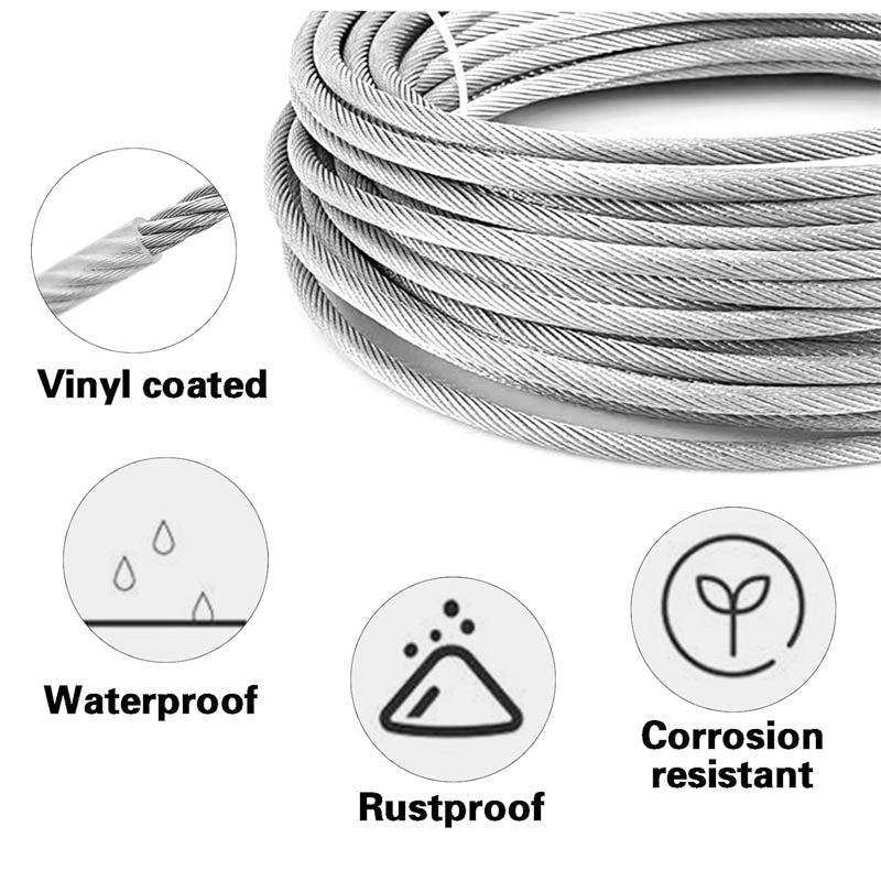 BowLift | Stainless Steel Cable 1/8" Wire Rope Kit 200FT Turnbuckles for Cables Wire for Handrail Stair Decking Fence Outdoors