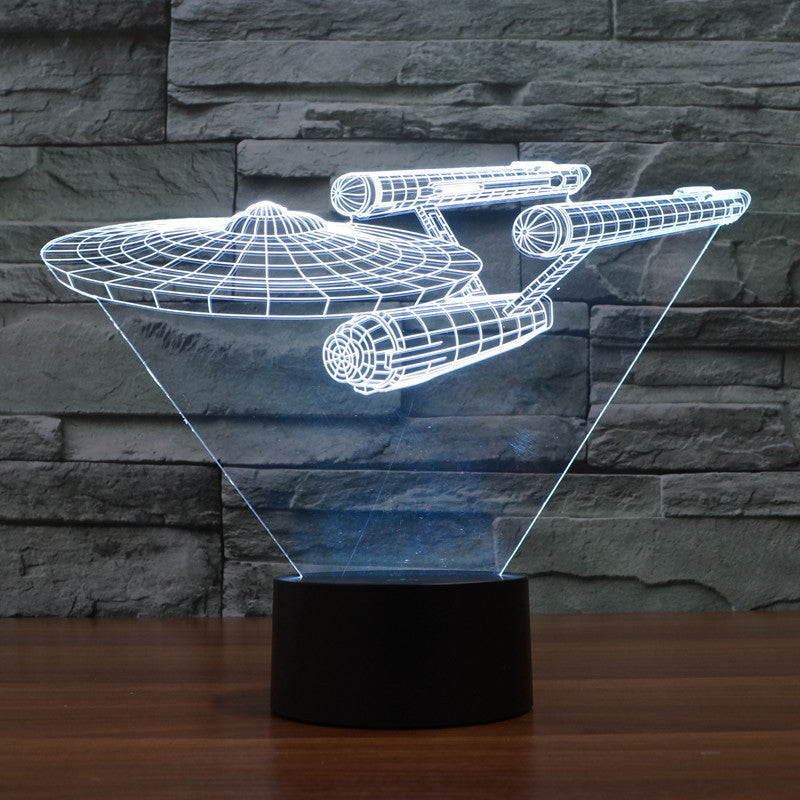 BowLift | Lumora 3D Star Trek Enterprise Ship LED Lamp - Multicolor optical illusion light