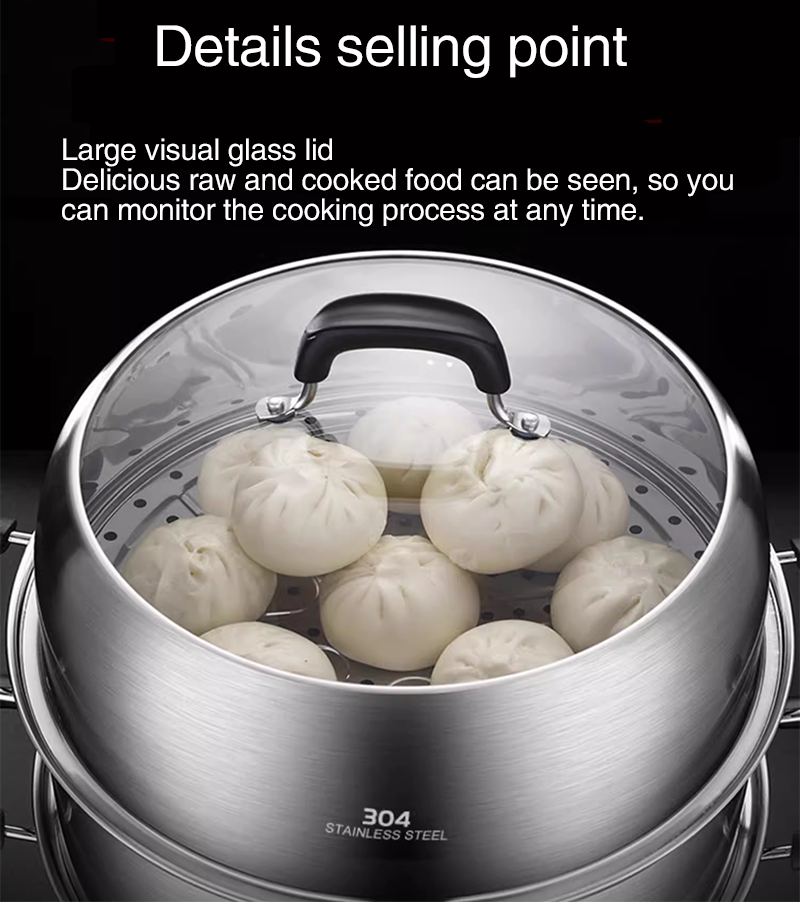 BowLift | Thickened Double-Layer Steamer 304 Stainless Steel Household Thickened Double-Layer Commercial Steamer For Induction Cooker Gas Stove