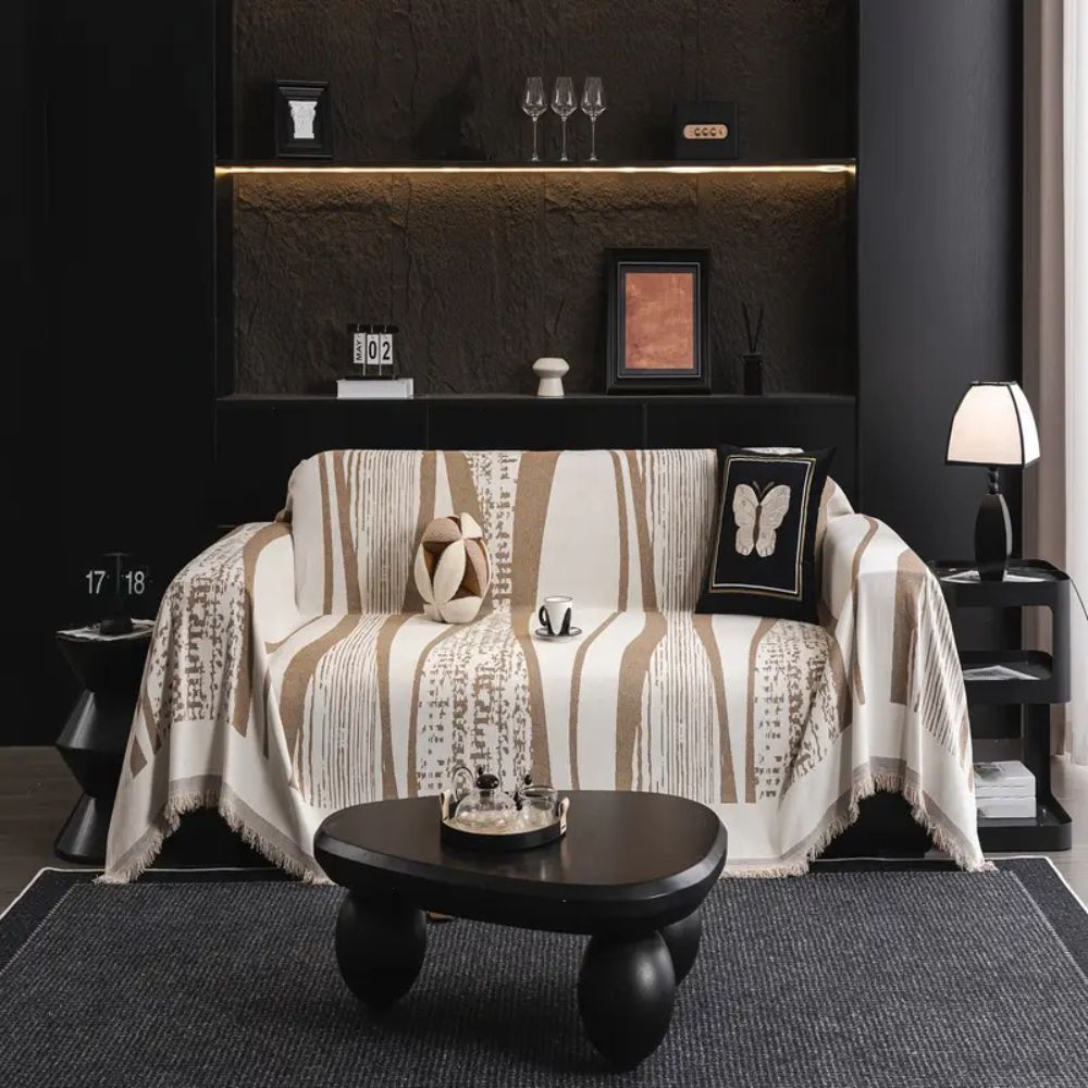 BowLift | Stone Bohemian Fringe Sofa Cover