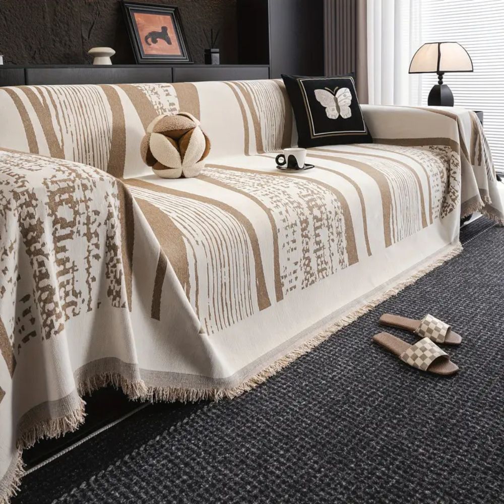 BowLift | Stone Bohemian Fringe Sofa Cover