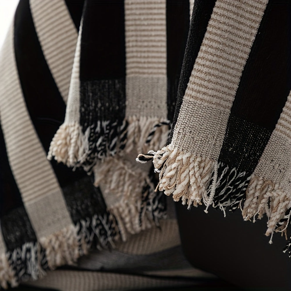 BowLift | Striped Chenille Black White Sofa Cover