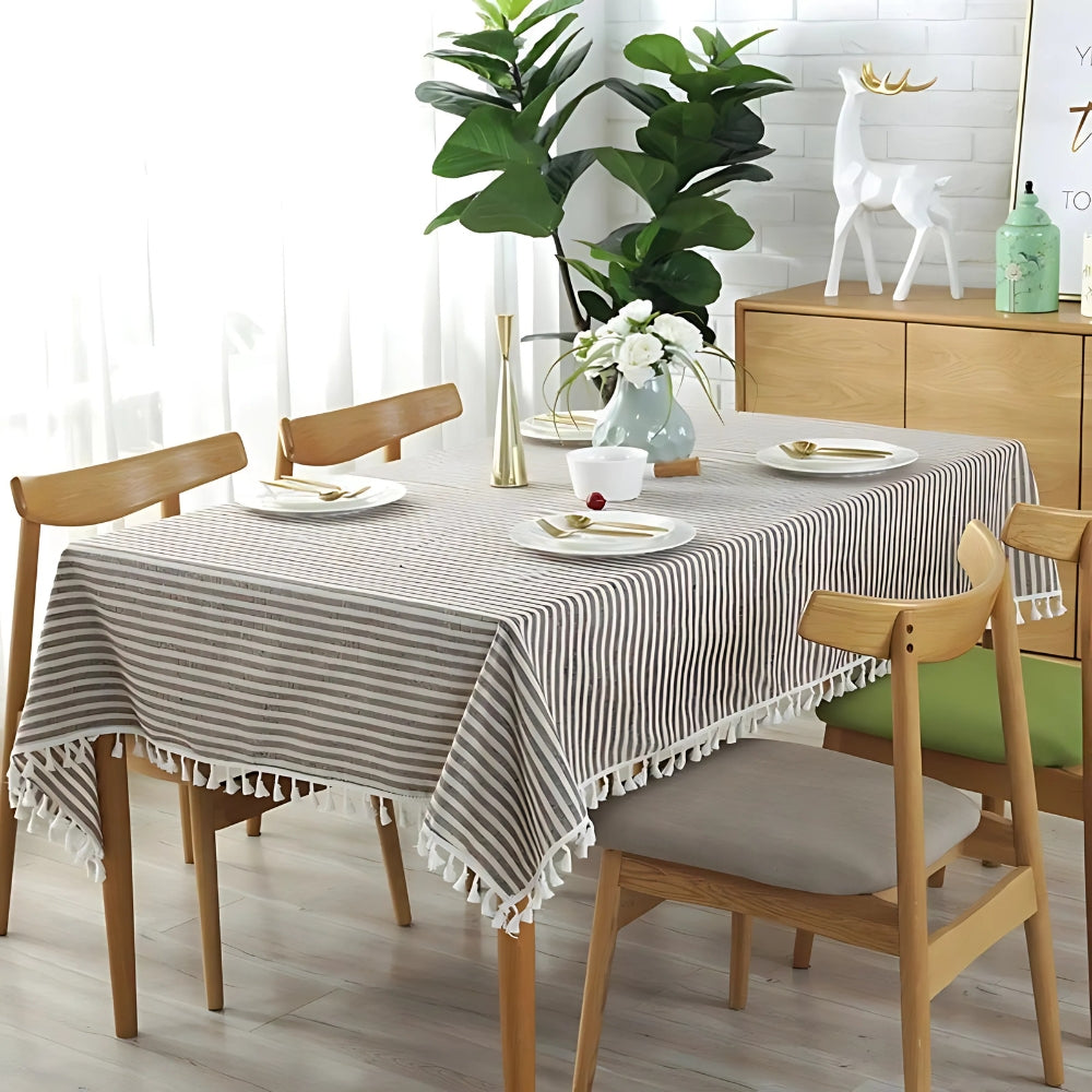 BowLift | Classic Striped Tassel Table Cloth