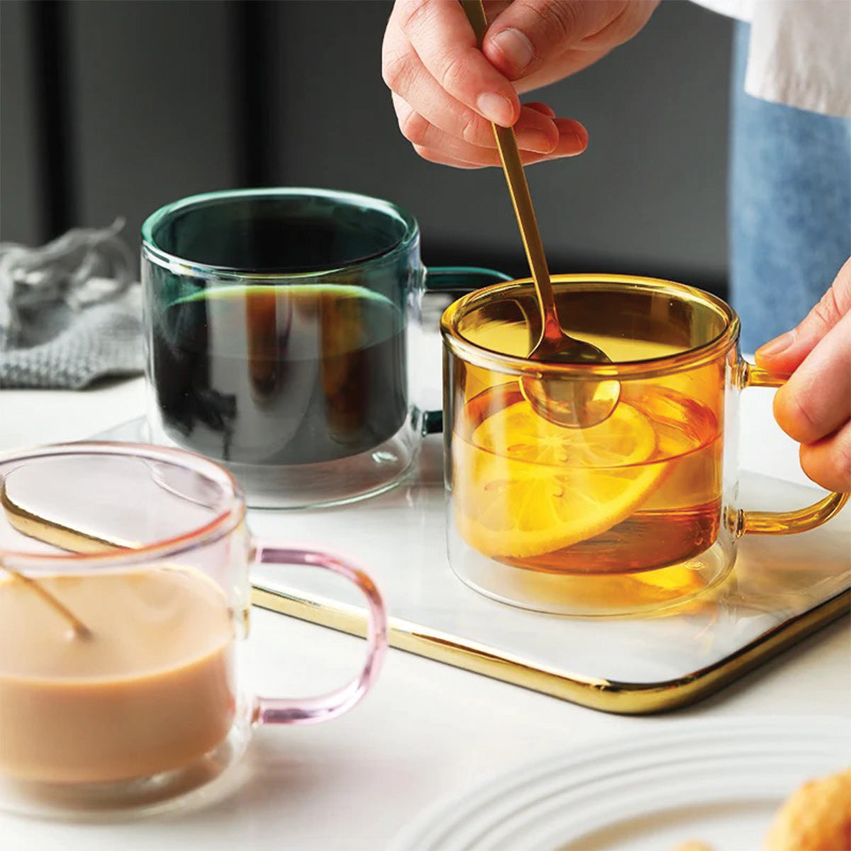 BowLift | DoublyMug | Tinted glass mug for hot beverages