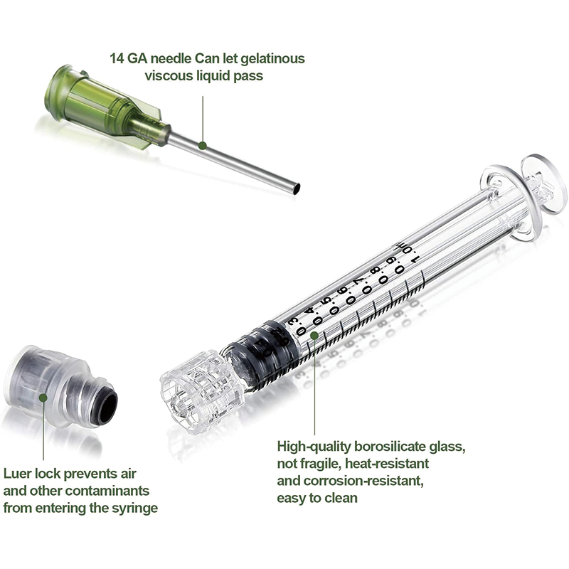 BowLift | 1 ML Borosilicate Glass Luer Syringe, Reusable Glass Syringe with 14 GA Blunt Tip for Art and Craft, Thick Liquid, Oils, Vet, Glue, Lab, Ink