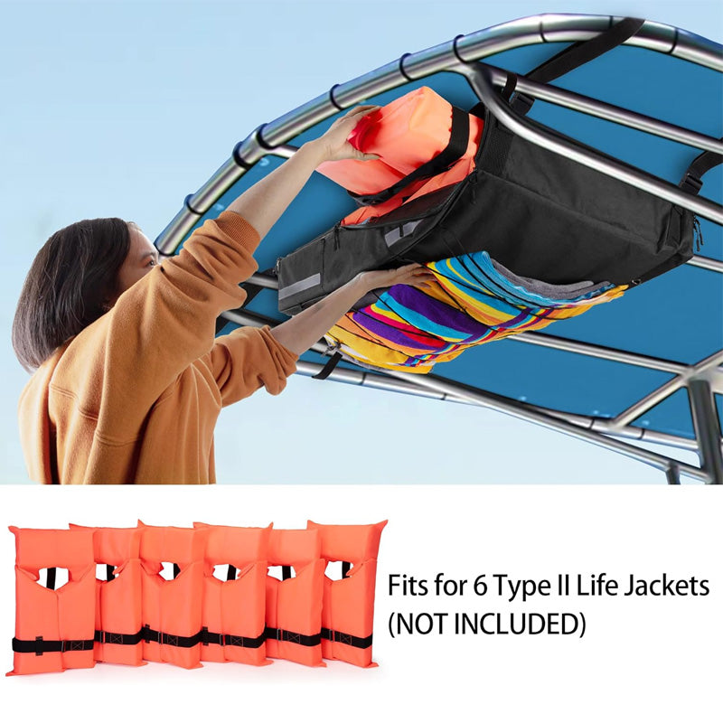 BowLift | Life Jacket Storage Bag, Can Hold 6 Life Jackets, Black Yacht Roof Hanging Bag (Not Including Life Jackets)