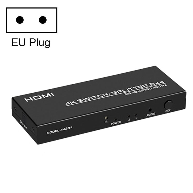 BowLift | FJGEAR FJ-4K204 2 In 4 Out HD 4K Audio HDMI Switch Distributor, Plug type: EU plug