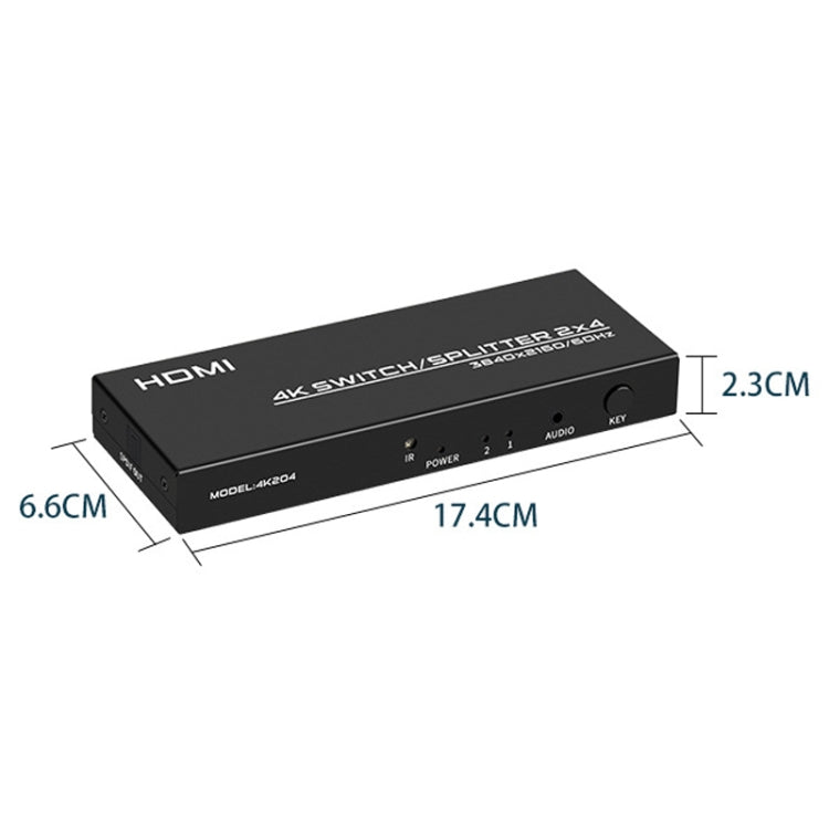 BowLift | FJGEAR FJ-4K204 2 In 4 Out HD 4K Audio HDMI Switch Distributor, Plug type: EU plug