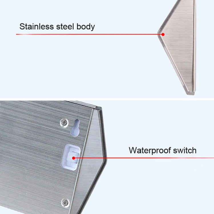 BowLift | 2PCS Solar Stainless Steel 3 LED Stair Wall Lamp Outdoor Garden Fence Light (White Light)