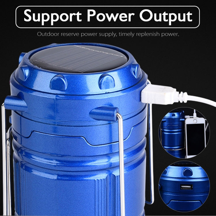 BowLift | LED Tent Light Solar Rechargeable Camping Lamp Expandable Multifunctional Lantern, Supports USB Output, EU Plug (Blue)