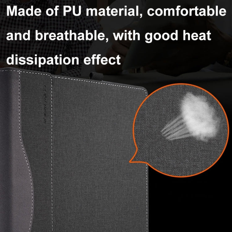 BowLift | For Samsung Galaxy Book 3 360 13.3 inch Leather Laptop Anti-Fall Protective Case with Stand (Black)