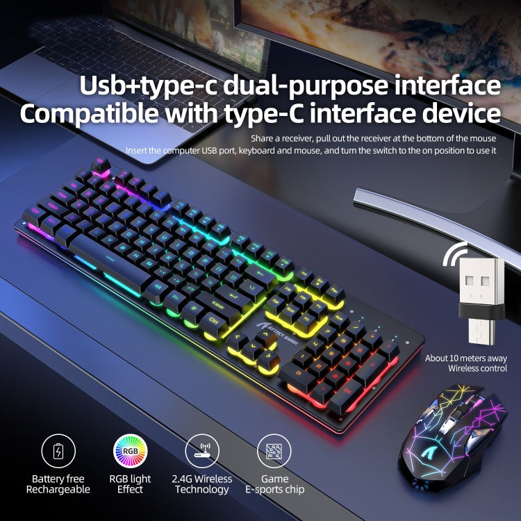 BowLift | Attack Shark T3RGB RGB Illuminated Wireless Keyboard and Mouse Set (Black)