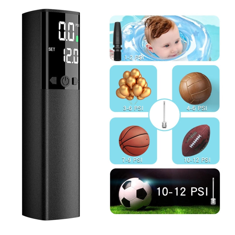 BowLift | AP-04 Wireless Electric Air Pump With LCD Display For Soccer Basketball (Black)
