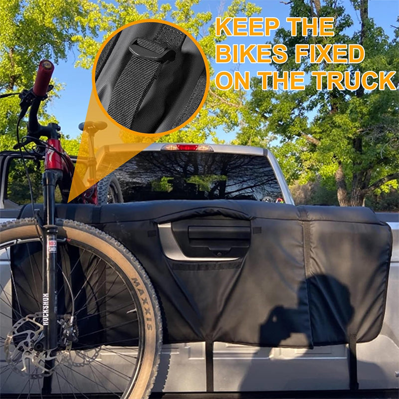 BowLift | Tailgate Pad For Mountain Bikes Pickup Truck Tailgate Protection Pad With 2 Tool Pockets 52'' Wide For 5 Bikes