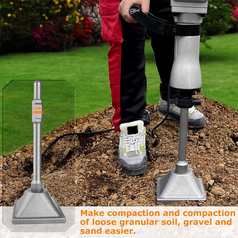 BowLift | 1-3/16" (30mm) Tamper Handle And Tamper Plate, Soil Tamper 6 x 6" Tamper Plate, Concrete Tamper, Asphalt Tool