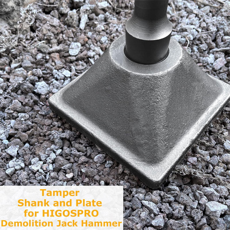 BowLift | 1-3/16" (30mm) Tamper Handle And Tamper Plate, Soil Tamper 6 x 6" Tamper Plate, Concrete Tamper, Asphalt Tool