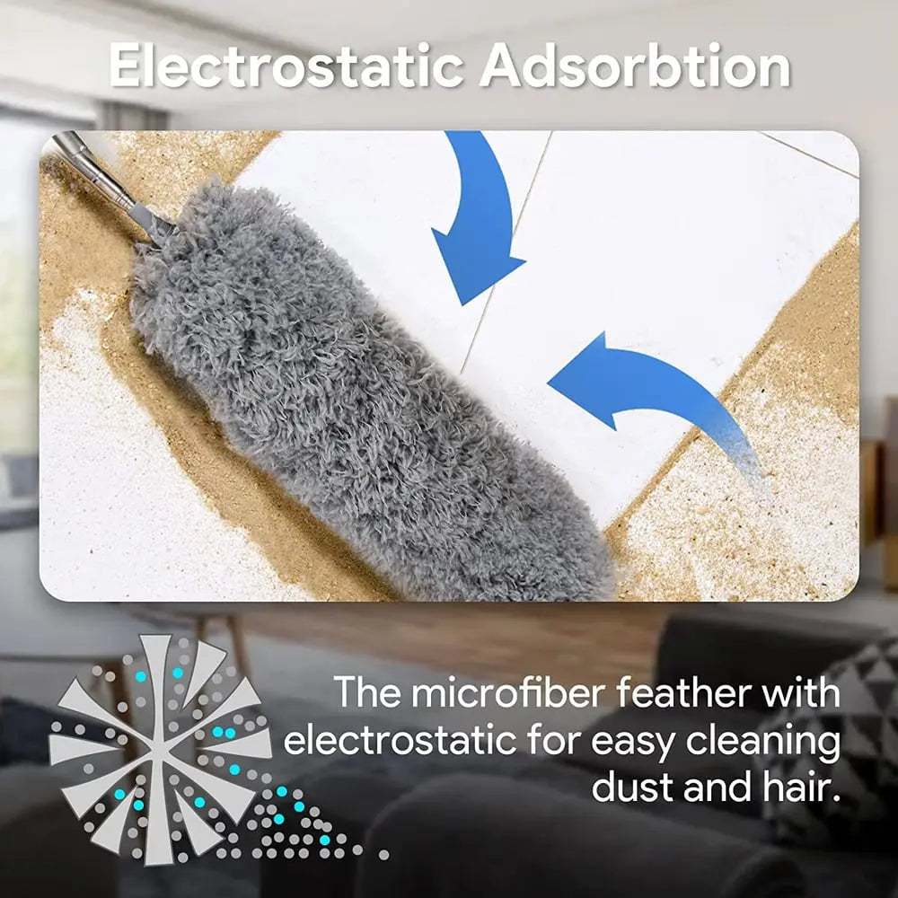 BowLift | Telescopic Microfiber Dust Cloth – Washable & with Electrostatic Effect