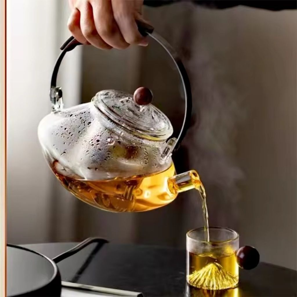 BowLift | Thesora – Premium Glass Brew Teapot with Removable Infuser & Wooden Handle (750ml)