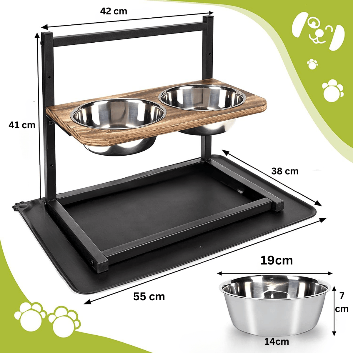 BowLift | Ergonomic Feeding Station for Dogs with Stainless Steel Bowls