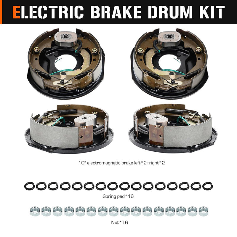 BowLift | Left and Right 4Pcs 10" x 2-1/4" Electric Trailer Brake Assemblies for 3,500lbs
