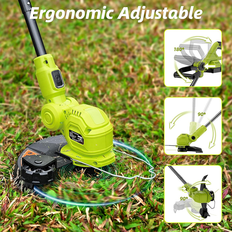 BowLift | 12-inch 20V Cordless String Trimmer Auto Line Feed Lawn Edger with 8 Pcs Grass Cutter Spool Line and 2 Spool Cap