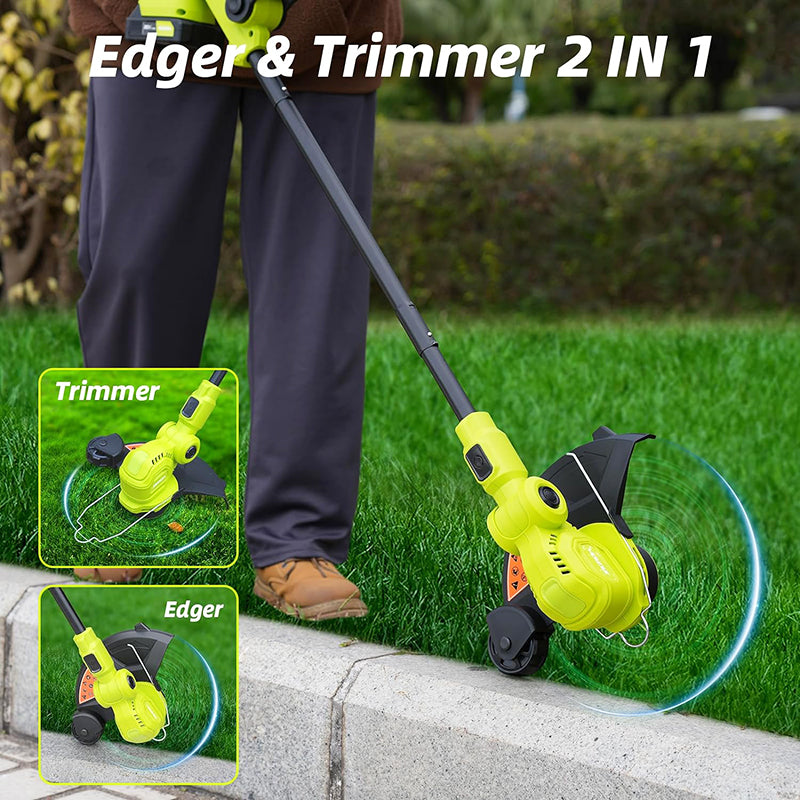 BowLift | 12-inch 20V Cordless String Trimmer Auto Line Feed Lawn Edger with 8 Pcs Grass Cutter Spool Line and 2 Spool Cap