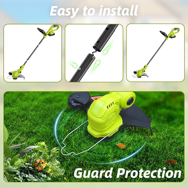 BowLift | 12-inch 20V Cordless String Trimmer Auto Line Feed Lawn Edger with 8 Pcs Grass Cutter Spool Line and 2 Spool Cap