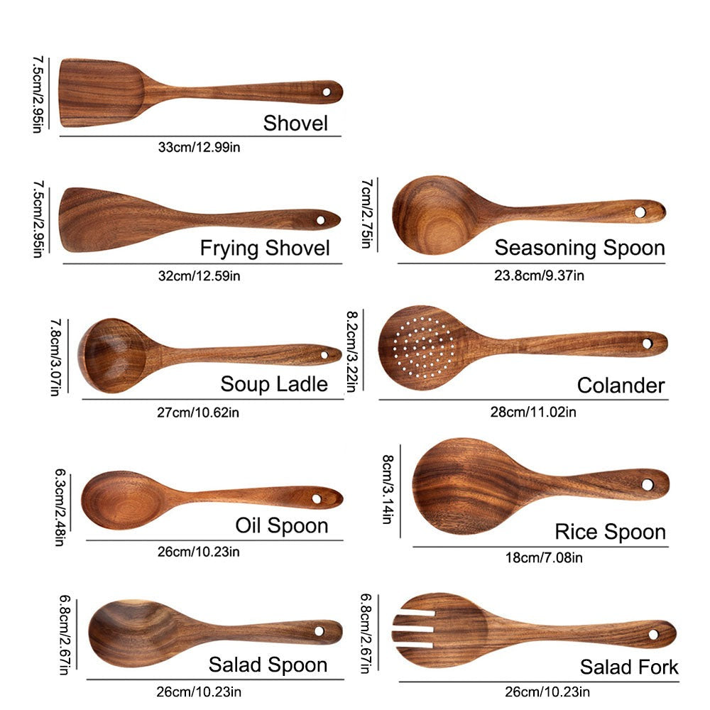 BowLift | Elegant Eco-Friendly Teak Utensil Collection for Every Chef - Non-Scratch & Easy to Clean