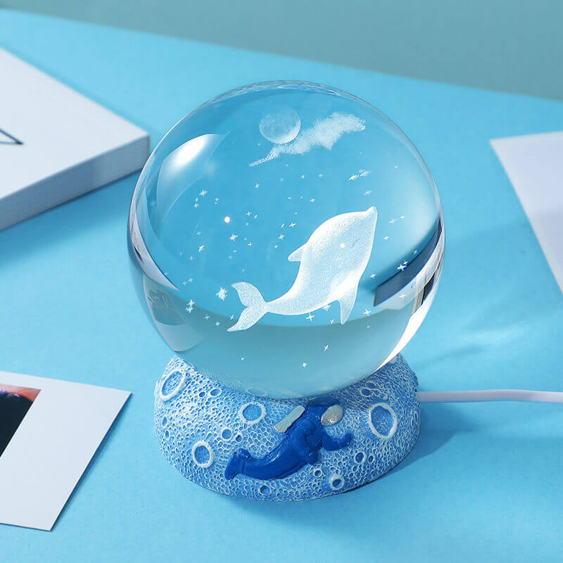 BowLift | AquaGlobe Crystal Ball Night Light | Underwater World LED Lamp | Mood Light & Decor for Home