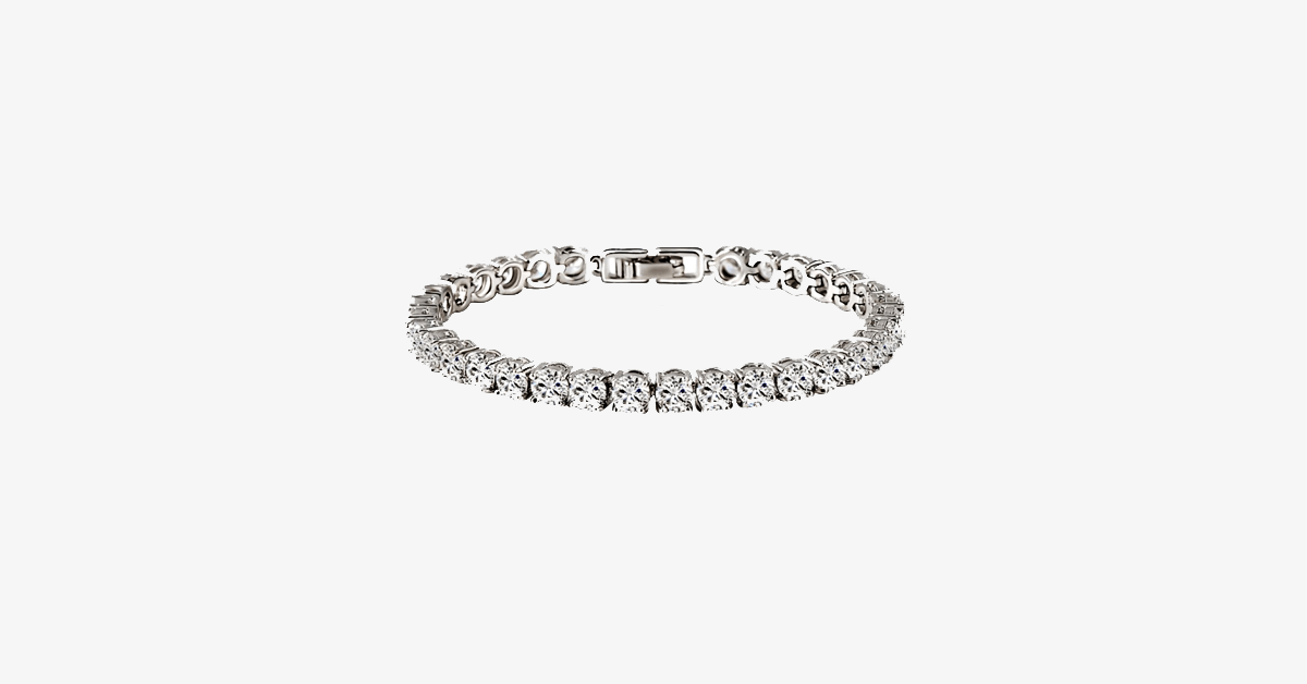 BowLift | Diamond Eternity Bracelet in Silver Color - Round Cut Diamond Zircon Stones - Let You Look Stunning