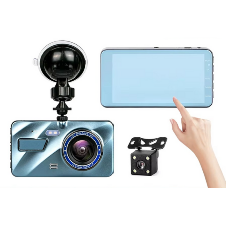 BowLift | 4" Dual Lens Dash Cam with Full HD 1080P, Night Vision, Front and Rear View, Loop Recording, Aluminum Alloy Black Box