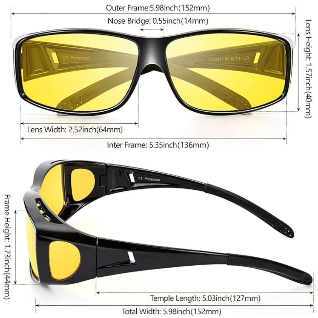 BowLift | Polarised Night Vision Driving Glasses | Anti-Glare, Lightweight & Ideal for Low-Light Conditions