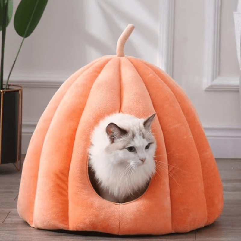 BowLift | CozyNest Pumpkin Cat Bed – Warm, Washable & Comfortable Cat Hideaway