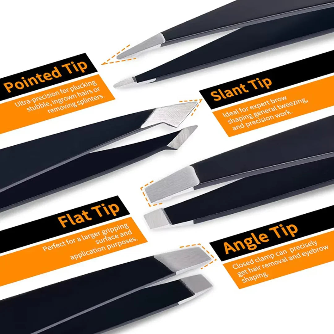 BowLift | Precision Tweezers Set – 6-piece Eyebrow Kit with Travel Case