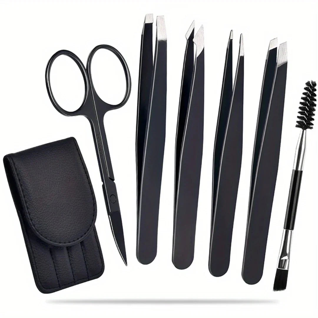 BowLift | Precision Tweezers Set – 6-piece Eyebrow Kit with Travel Case
