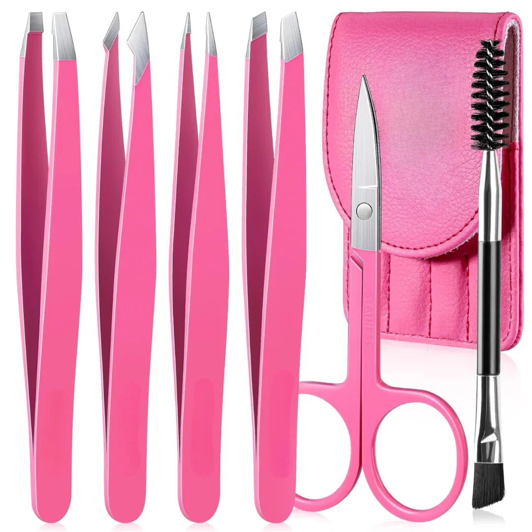 BowLift | Precision Tweezers Set – 6-piece Eyebrow Kit with Travel Case