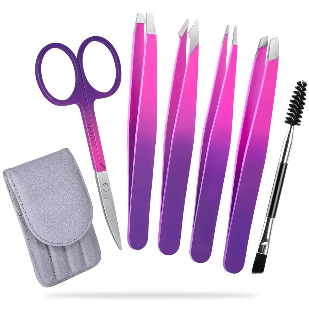BowLift | Precision Tweezers Set – 6-piece Eyebrow Kit with Travel Case