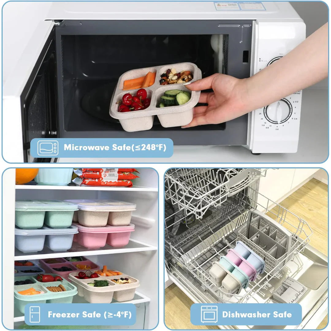 BowLift | Bento-Style 4-Compartment Meal Prep Boxes in 4-Pack – Sustainable and Practical