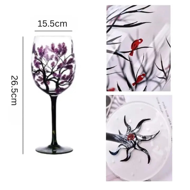 BowLift | Four Seasons Tree - Wine Glass | Hand-painted Artistic Glasses