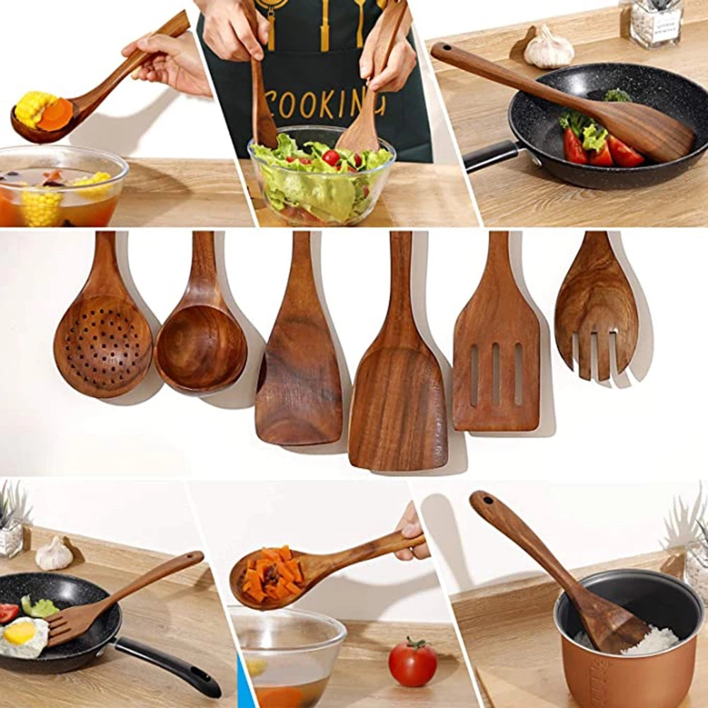 BowLift | Elegant Eco-Friendly Teak Utensil Collection for Every Chef - Non-Scratch & Easy to Clean