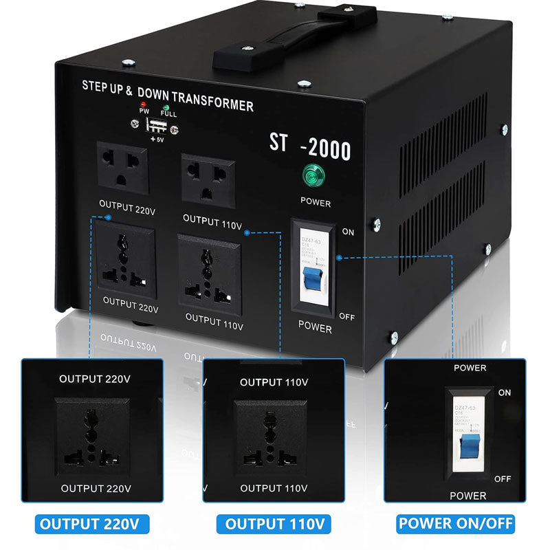 BowLift | Voltage Converter Transformer 2000W Heavy Duty Step Up/Down Transformer Converter(240V to 110V, 110V to 240V)