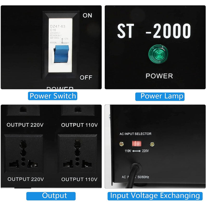 BowLift | Voltage Converter Transformer 2000W Heavy Duty Step Up/Down Transformer Converter(240V to 110V, 110V to 240V)