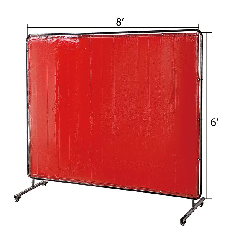 BowLift | Welding Screen with Frame,8' x 6',Welding Protection Screen Flame-Resistant Vinyl,Welding Curtain with 4 Wheels,Portable Light-Proof Professional,Red