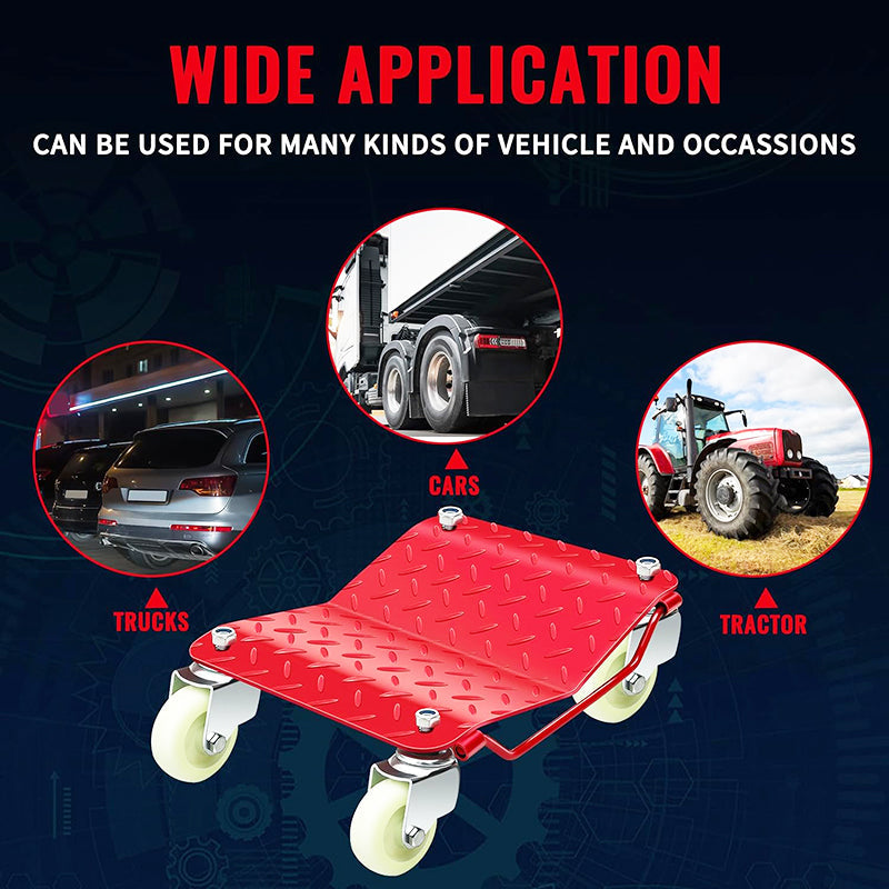 BowLift | 16" x 13" Heavy Duty Wheel Dolly Car Stakes Steel 6000 Lbs Capacity Auto Vehicle Moving Dolly Set of 4 Car Dolly for Vehicle Storage Furniture Mover Trailer