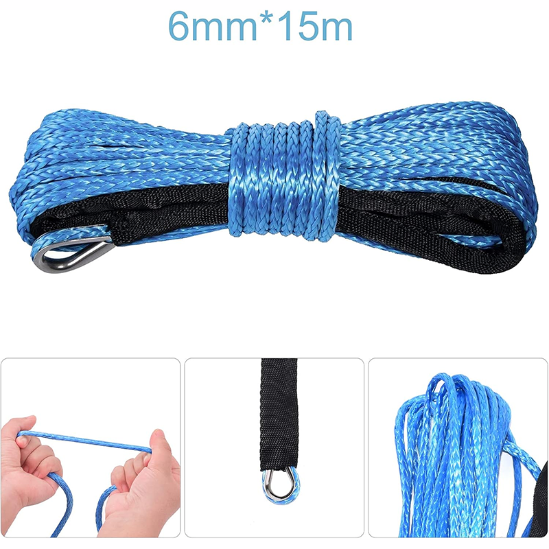 BowLift | Winch Cable12 Strands Synthetic Winch Winch Rope for Truck Boat Offroad Winch Rope Extension 6mm x 15m