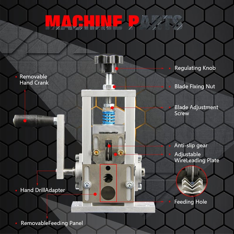BowLift | Wire Stripping Machine, 0.05-0.8 Inch Wire Stripping Crank, Spring Pressure Blade (Manual/Automatic) For Scrap Copper Recycling